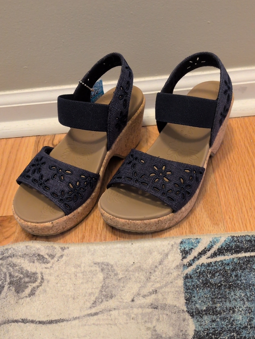 Skechers Navy Blue Wedge Sandals